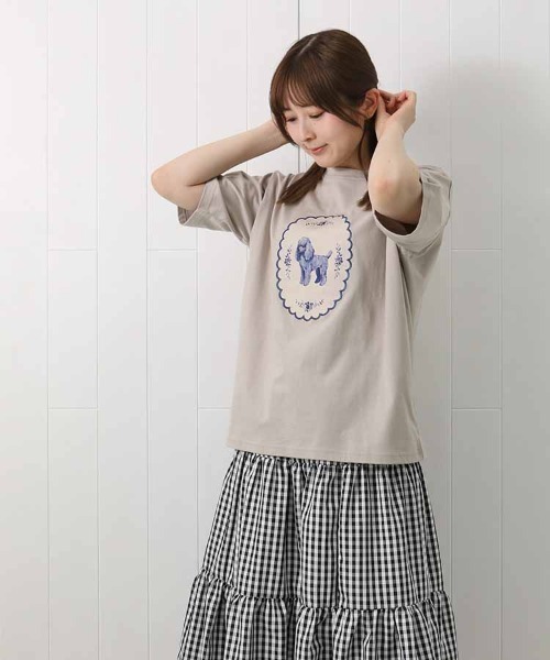 Bleu Bleuet（ブルーブルーエ）の「le petaleヴィンテージdogTシャツ（Tシャツ/カットソー・レディース・ホワイト系その他/ホワイト系その他2/グレー系その他2/グレー系その他・FREE）」の9枚目の写真