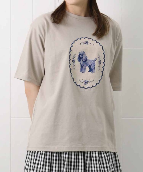 Bleu Bleuet（ブルーブルーエ）の「le petaleヴィンテージdogTシャツ（Tシャツ/カットソー・レディース・ホワイト系その他/ホワイト系その他2/グレー系その他2/グレー系その他・FREE）」の16枚目の写真