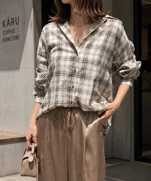 【秋を感じるチェック柄◎】2wayシアーチェックオーバーシャツ