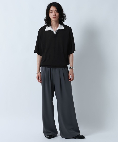 RAGEBLUE（レイジブルー）の「DOCKING SKIPPER KNIT POLO SHIRTS/ドッキンクスキッパーニットポロシャツ（ポロシャツ・メンズ・ブラック/グレー・MEDIUM/LARGE）」の3枚目の写真