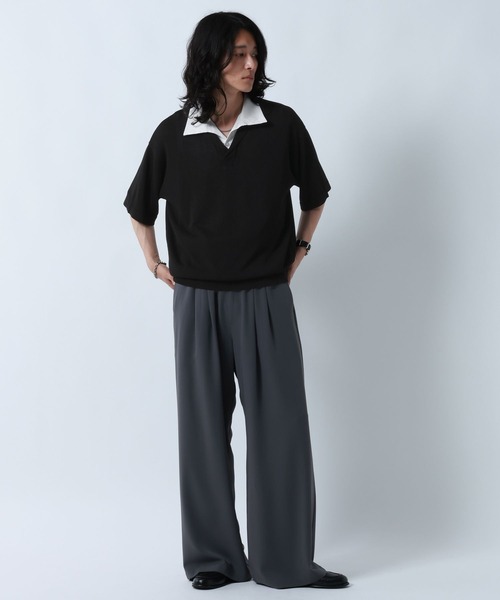 RAGEBLUE（レイジブルー）の「DOCKING SKIPPER KNIT POLO SHIRTS/ドッキンクスキッパーニットポロシャツ（ポロシャツ・メンズ・ブラック/グレー・MEDIUM/LARGE）」の5枚目の写真