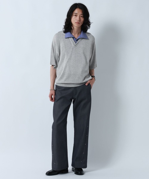 RAGEBLUE（レイジブルー）の「DOCKING SKIPPER KNIT POLO SHIRTS/ドッキンクスキッパーニットポロシャツ（ポロシャツ・メンズ・ブラック/グレー・MEDIUM/LARGE）」の11枚目の写真
