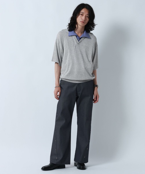 RAGEBLUE（レイジブルー）の「DOCKING SKIPPER KNIT POLO SHIRTS/ドッキンクスキッパーニットポロシャツ（ポロシャツ・メンズ・ブラック/グレー・MEDIUM/LARGE）」の13枚目の写真