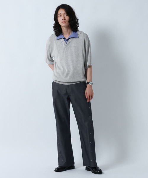 RAGEBLUE（レイジブルー）の「DOCKING SKIPPER KNIT POLO SHIRTS/ドッキンクスキッパーニットポロシャツ（ポロシャツ・メンズ・ブラック/グレー・MEDIUM/LARGE）」の14枚目の写真