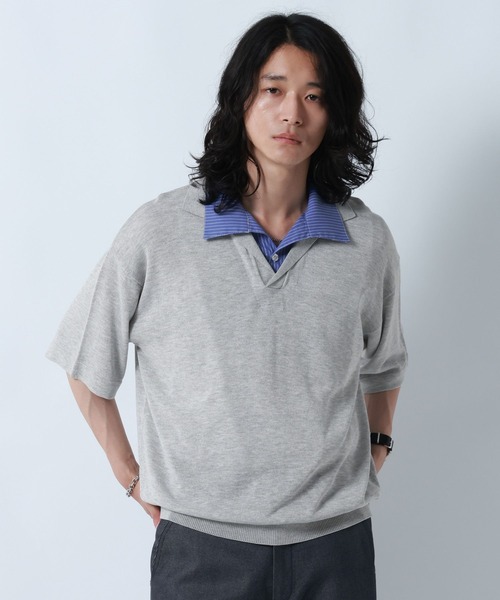 RAGEBLUE（レイジブルー）の「DOCKING SKIPPER KNIT POLO SHIRTS/ドッキンクスキッパーニットポロシャツ（ポロシャツ・メンズ・ブラック/グレー・MEDIUM/LARGE）」の15枚目の写真