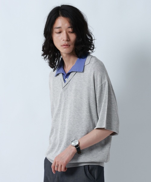 RAGEBLUE（レイジブルー）の「DOCKING SKIPPER KNIT POLO SHIRTS/ドッキンクスキッパーニットポロシャツ（ポロシャツ・メンズ・ブラック/グレー・MEDIUM/LARGE）」の16枚目の写真