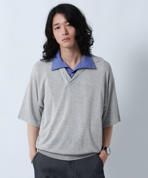 RAGEBLUE（レイジブルー）の「DOCKING SKIPPER KNIT POLO SHIRTS/ドッキンクスキッパーニットポロシャツ（ポロシャツ・メンズ・ブラック/グレー・MEDIUM/LARGE）」の17枚目の写真