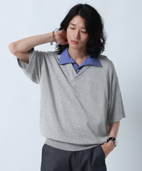 RAGEBLUE（レイジブルー）の「DOCKING SKIPPER KNIT POLO SHIRTS/ドッキンクスキッパーニットポロシャツ（ポロシャツ・メンズ・ブラック/グレー・MEDIUM/LARGE）」の18枚目の写真