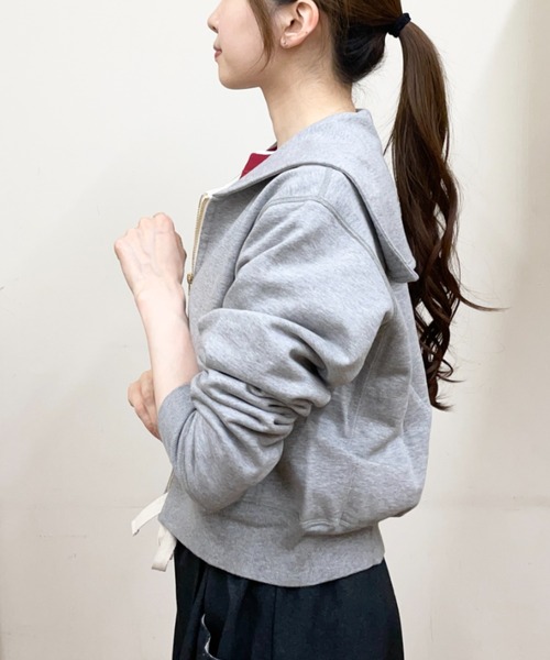 ORCIVAL(オーシバル)の「ORCIVAL/オーシバル フレンチテリージップセーラー FRENCH TERRY ZIP SAILOR OR-C0428 FWZ(パーカー・レディース・ヘザーグレー/ダークネイビー・2)」の10枚目の写真