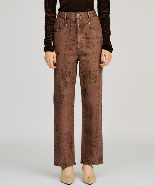PRANK PROJECT(プランクプロジェクト)の「【2026Autumn Pre-Order】ラミネートパターンパンツ / Laminate Pattern Pants(その他パンツ・レディース・ライトイエロー/ボルドー・38/36)」の2枚目の写真