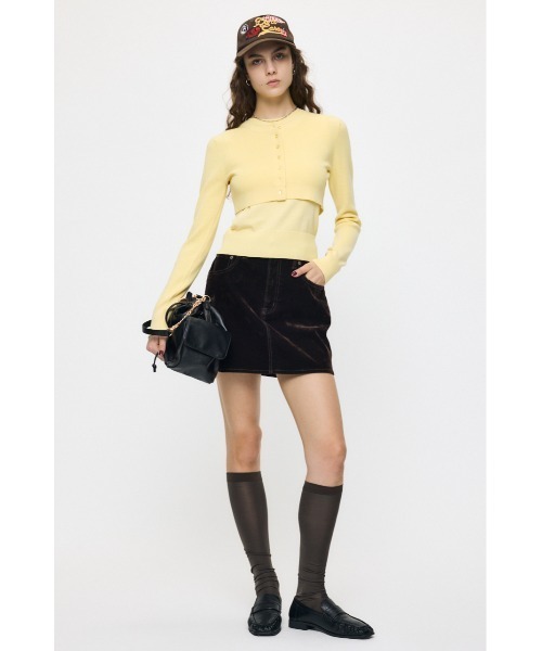 MOUSSY（マウジー）の「【26年AW新作】【セットアップ対応】VELVET ミニスカート（デニムスカート・レディース・ボルドー/カーキ/ブラウン/ブラック・2/1）」の9枚目の写真