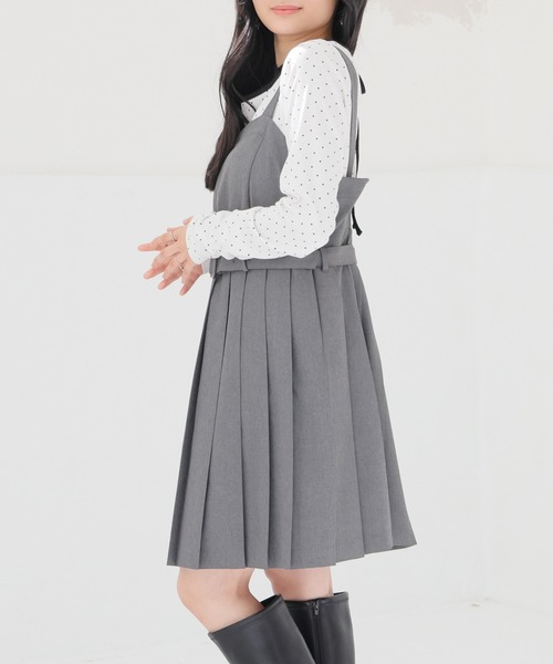 Honeys(ハニーズ)の「プリーツミニジャンスカ(ジャンパースカート・レディース・ヘザーチャコール/ブラック・L/LL/M/S/SS)」の10枚目の写真