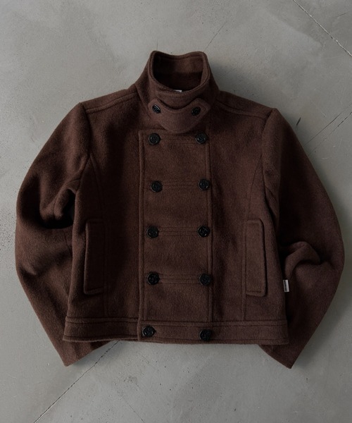 WISH FOR EVER（ウィッシュフォーエバー）の「NAPOLEON DESIGN SHORT PEACOAT/ナポレオンデザインショートピーコート（ピーコート・メンズ・ブラウン/ブラック/チェック・X-SMALL/LARGE/MEDIUM/SMALL）」の2枚目の写真