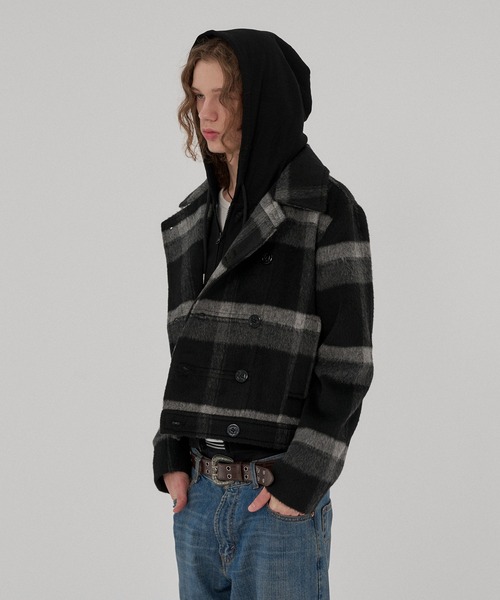 WISH FOR EVER（ウィッシュフォーエバー）の「NAPOLEON DESIGN SHORT PEACOAT/ナポレオンデザインショートピーコート（ピーコート・メンズ・ブラウン/ブラック/チェック・X-SMALL/LARGE/MEDIUM/SMALL）」の13枚目の写真