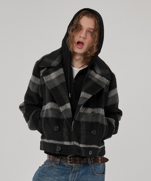 WISH FOR EVER（ウィッシュフォーエバー）の「NAPOLEON DESIGN SHORT PEACOAT/ナポレオンデザインショートピーコート（ピーコート・メンズ・ブラウン/ブラック/チェック・X-SMALL/LARGE/MEDIUM/SMALL）」の14枚目の写真