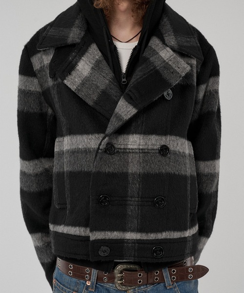 WISH FOR EVER（ウィッシュフォーエバー）の「NAPOLEON DESIGN SHORT PEACOAT/ナポレオンデザインショートピーコート（ピーコート・メンズ・ブラウン/ブラック/チェック・X-SMALL/LARGE/MEDIUM/SMALL）」の15枚目の写真