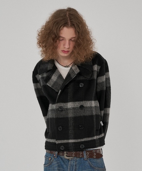 WISH FOR EVER（ウィッシュフォーエバー）の「NAPOLEON DESIGN SHORT PEACOAT/ナポレオンデザインショートピーコート（ピーコート・メンズ・ブラウン/ブラック/チェック・X-SMALL/LARGE/MEDIUM/SMALL）」の4枚目の写真