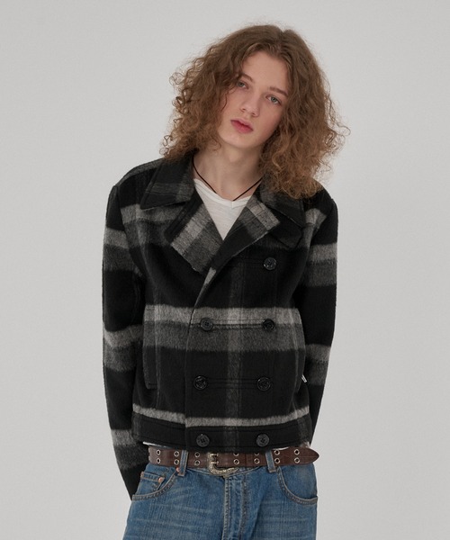 WISH FOR EVER（ウィッシュフォーエバー）の「NAPOLEON DESIGN SHORT PEACOAT/ナポレオンデザインショートピーコート（ピーコート・メンズ・ブラウン/ブラック/チェック・X-SMALL/LARGE/MEDIUM/SMALL）」の5枚目の写真