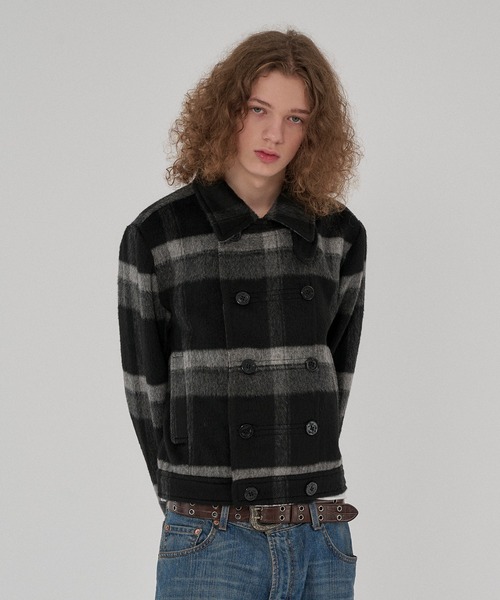 WISH FOR EVER（ウィッシュフォーエバー）の「NAPOLEON DESIGN SHORT PEACOAT/ナポレオンデザインショートピーコート（ピーコート・メンズ・ブラウン/ブラック/チェック・X-SMALL/LARGE/MEDIUM/SMALL）」の9枚目の写真