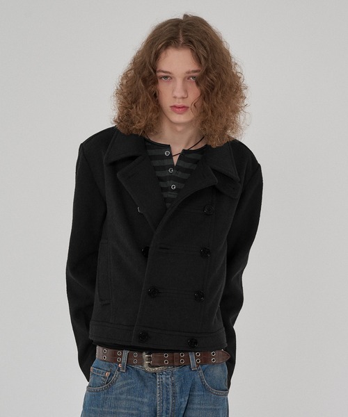 WISH FOR EVER（ウィッシュフォーエバー）の「NAPOLEON DESIGN SHORT PEACOAT/ナポレオンデザインショートピーコート（ピーコート・メンズ・ブラウン/ブラック/チェック・X-SMALL/LARGE/MEDIUM/SMALL）」の20枚目の写真