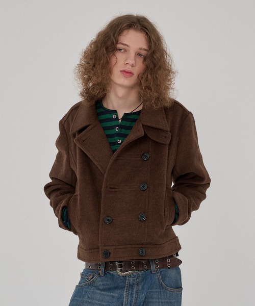 WISH FOR EVER（ウィッシュフォーエバー）の「NAPOLEON DESIGN SHORT PEACOAT/ナポレオンデザインショートピーコート（ピーコート・メンズ・ブラウン/ブラック/チェック・X-SMALL/LARGE/MEDIUM/SMALL）」の21枚目の写真