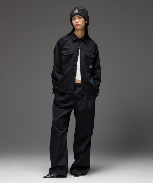 X-girl（エックスガール）の「FACE LABEL WORK L/S SHIRT（シャツ/ブラウス・レディース・ベージュ/ブラック/マルチ・S/M）」の11枚目の写真