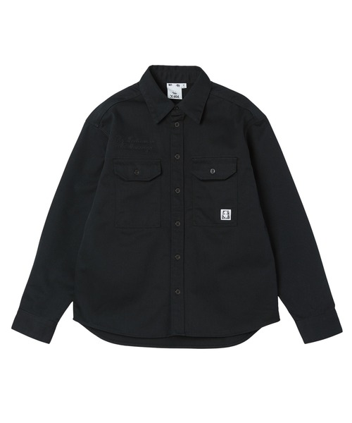 X-girl（エックスガール）の「FACE LABEL WORK L/S SHIRT（シャツ/ブラウス・レディース・ベージュ/ブラック/マルチ・S/M）」の14枚目の写真
