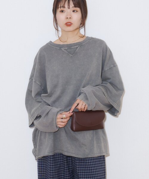 CIAOPANIC TYPY(チャオパニックティピー)の「アシッドウォッシュ加工フェイクレイヤードワッフルロンTEE(Tシャツ/カットソー・レディース・グレー/ネイビー/ブラウン・LARGE/MEDIUM)」の1枚目の写真