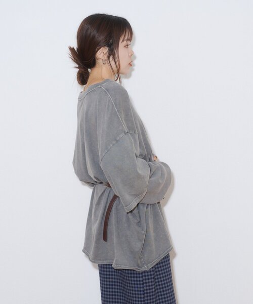 CIAOPANIC TYPY(チャオパニックティピー)の「アシッドウォッシュ加工フェイクレイヤードワッフルロンTEE(Tシャツ/カットソー・レディース・グレー/ネイビー/ブラウン・LARGE/MEDIUM)」の8枚目の写真