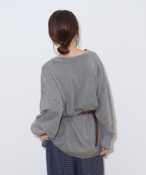 CIAOPANIC TYPY(チャオパニックティピー)の「アシッドウォッシュ加工フェイクレイヤードワッフルロンTEE(Tシャツ/カットソー・レディース・グレー/ネイビー/ブラウン・LARGE/MEDIUM)」の10枚目の写真