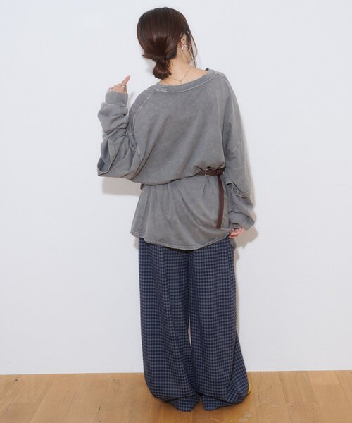 CIAOPANIC TYPY(チャオパニックティピー)の「アシッドウォッシュ加工フェイクレイヤードワッフルロンTEE(Tシャツ/カットソー・レディース・グレー/ネイビー/ブラウン・LARGE/MEDIUM)」の13枚目の写真