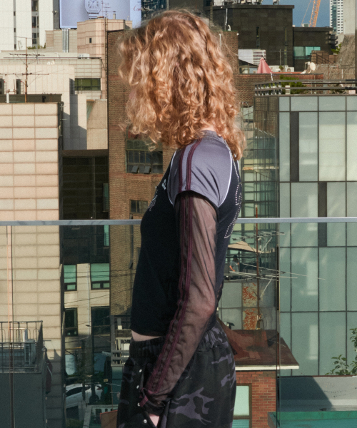 FOR THE WEATHER(フォーザウェザー)の「ダブルストライプメッシュTシャツ(ブラック)(Tシャツ/カットソー・レディース・その他・FREE)」の3枚目の写真
