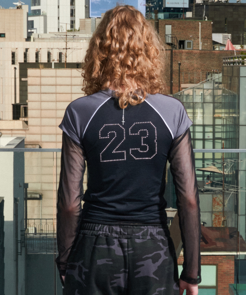 FOR THE WEATHER(フォーザウェザー)の「ダブルストライプメッシュTシャツ(ブラック)(Tシャツ/カットソー・レディース・その他・FREE)」の4枚目の写真