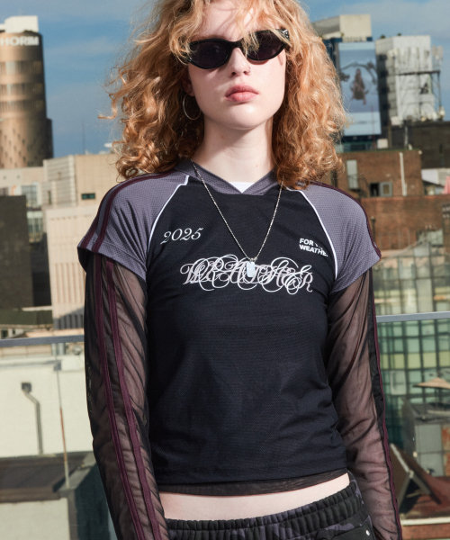 FOR THE WEATHER(フォーザウェザー)の「ダブルストライプメッシュTシャツ(ブラック)(Tシャツ/カットソー・レディース・その他・FREE)」の5枚目の写真