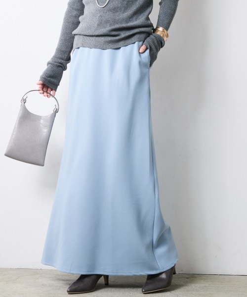 CHIC STYLE(シックスタイル)の「ナローマキシスカート<大きいサイズ有>シックスタイル(スカート・レディース・サックスブルー/ベージュ系/ブラック/グレー・L/M/3L/5L/4L/LL)」の4枚目の写真