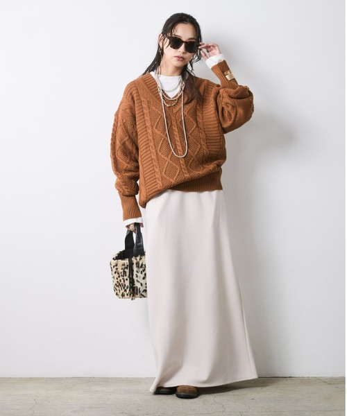 CHIC STYLE(シックスタイル)の「ナローマキシスカート<大きいサイズ有>シックスタイル(スカート・レディース・サックスブルー/ベージュ系/ブラック/グレー・L/M/3L/5L/4L/LL)」の8枚目の写真