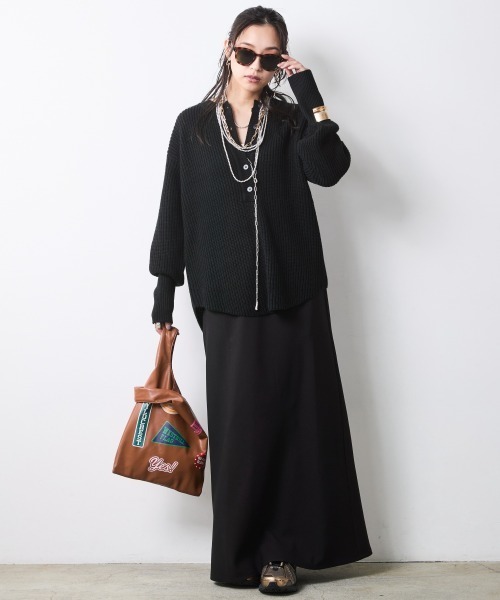 CHIC STYLE(シックスタイル)の「ナローマキシスカート<大きいサイズ有>シックスタイル(スカート・レディース・サックスブルー/ベージュ系/ブラック/グレー・L/M/3L/5L/4L/LL)」の11枚目の写真