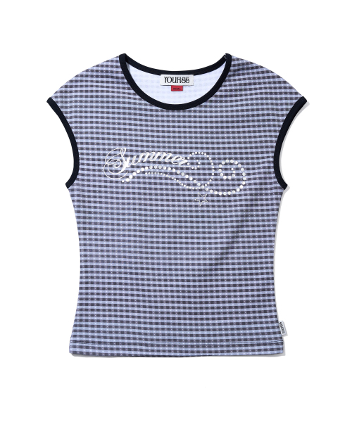 YOUHEE(ユヒ)の「CHECK STAR PATTERN T-SHIRTS_BLACK(Tシャツ/カットソー・レディース・その他・SMALL/MEDIUM)」の2枚目の写真