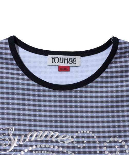 YOUHEE(ユヒ)の「CHECK STAR PATTERN T-SHIRTS_BLACK(Tシャツ/カットソー・レディース・その他・SMALL/MEDIUM)」の4枚目の写真