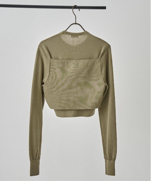 INSCRIRE(アンスクリア)の「【INSCRIRE/アンスクリア】Cotton 16G 2-Way Cardigan/コットン2WAYカーディガン(カーディガン/ボレロ・レディース・グレー/カーキ・FREE)」の3枚目の写真