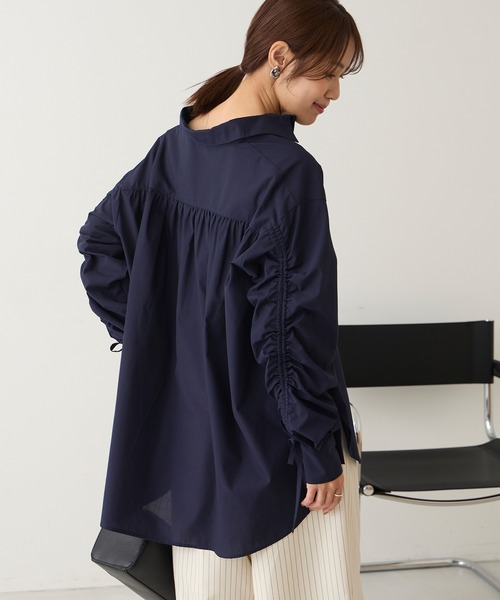 Aunely(オーネリー)の「【Aunely】しわレス 袖ギャザーリボンシャツ<YOSOOIシリーズ>(シャツ/ブラウス・レディース・ブルー系/ベージュ系/ネイビー/ホワイト系/ブラウン系・M/L)」の5枚目の写真