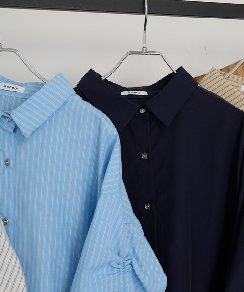 Aunely(オーネリー)の「【Aunely】しわレス 袖ギャザーリボンシャツ<YOSOOIシリーズ>(シャツ/ブラウス・レディース・ブルー系/ベージュ系/ネイビー/ホワイト系/ブラウン系・M/L)」の13枚目の写真