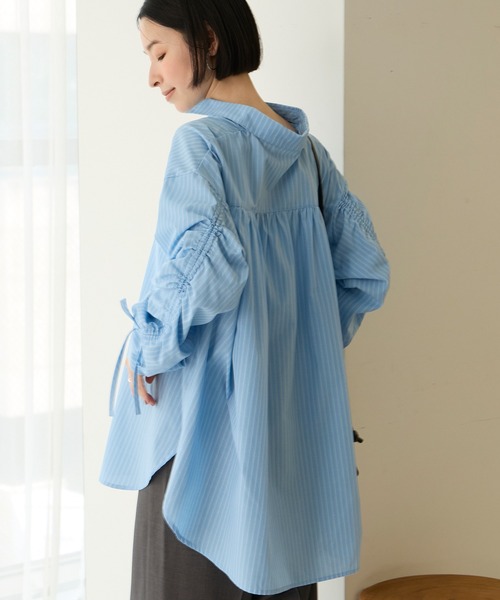Aunely(オーネリー)の「【Aunely】しわレス 袖ギャザーリボンシャツ<YOSOOIシリーズ>(シャツ/ブラウス・レディース・ブルー系/ベージュ系/ネイビー/ホワイト系/ブラウン系・M/L)」の17枚目の写真