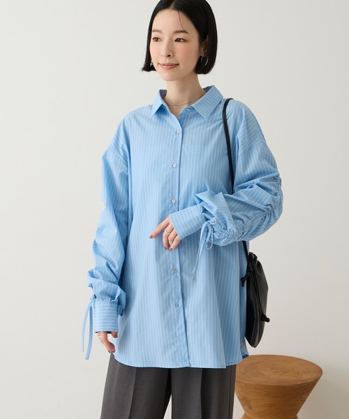 Aunely(オーネリー)の「【Aunely】しわレス 袖ギャザーリボンシャツ<YOSOOIシリーズ>(シャツ/ブラウス・レディース・ブルー系/ベージュ系/ネイビー/ホワイト系/ブラウン系・M/L)」の18枚目の写真