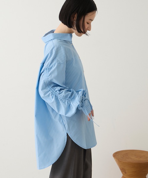 Aunely(オーネリー)の「【Aunely】しわレス 袖ギャザーリボンシャツ<YOSOOIシリーズ>(シャツ/ブラウス・レディース・ブルー系/ベージュ系/ネイビー/ホワイト系/ブラウン系・M/L)」の20枚目の写真