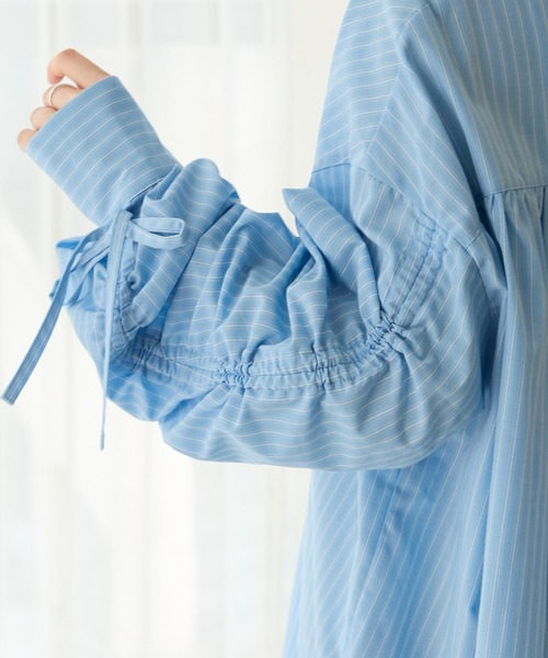 Aunely(オーネリー)の「【Aunely】しわレス 袖ギャザーリボンシャツ<YOSOOIシリーズ>(シャツ/ブラウス・レディース・ブルー系/ベージュ系/ネイビー/ホワイト系/ブラウン系・M/L)」の22枚目の写真