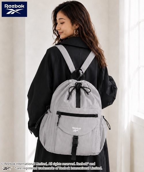 Reebok(リーボック)の「【Reebok リーボック】3WAYナイロンバッグ リュック ショルダーバッグ ワンショルダー ドローコード(バックパック/リュック・メンズ・ブラック/ライトグレー・FREE)」の2枚目の写真