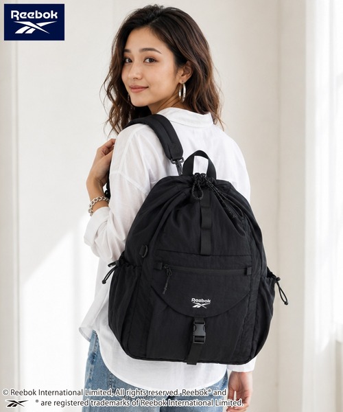 Reebok(リーボック)の「【Reebok リーボック】3WAYナイロンバッグ リュック ショルダーバッグ ワンショルダー ドローコード(バックパック/リュック・メンズ・ブラック/ライトグレー・FREE)」の1枚目の写真