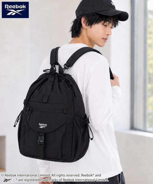 Reebok(リーボック)の「【Reebok リーボック】3WAYナイロンバッグ リュック ショルダーバッグ ワンショルダー ドローコード(バックパック/リュック・メンズ・ブラック/ライトグレー・FREE)」の4枚目の写真