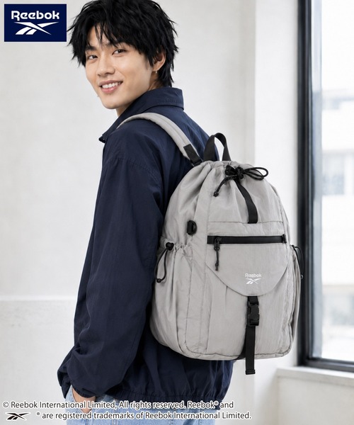 Reebok(リーボック)の「【Reebok リーボック】3WAYナイロンバッグ リュック ショルダーバッグ ワンショルダー ドローコード(バックパック/リュック・メンズ・ブラック/ライトグレー・FREE)」の6枚目の写真